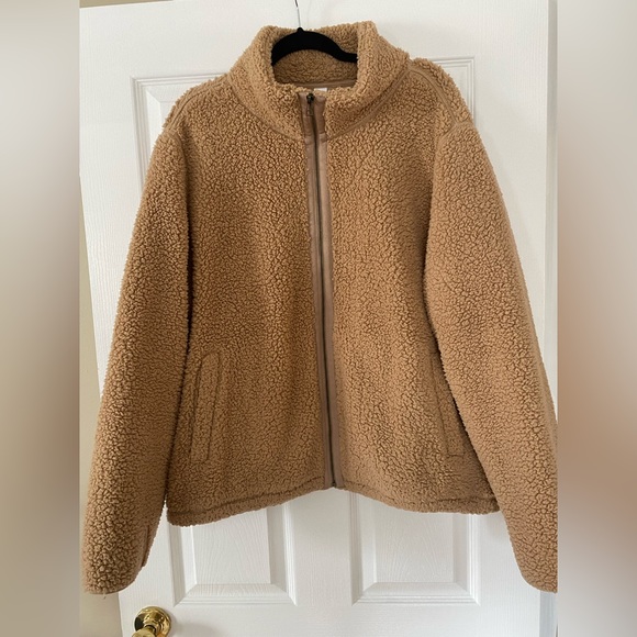 Old Navy Jackets & Blazers - XXL Taupe Sherpa Zip-up Old Navy